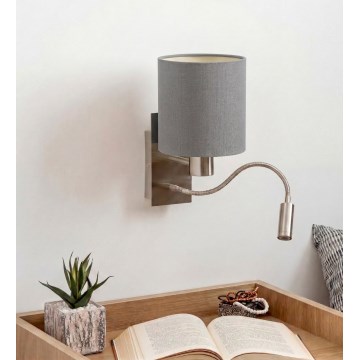 Brilagi - LED гнучкий настінний світильник NUBILA 1xE27/25W/230V + LED/3W матовий хром/світло-сірий