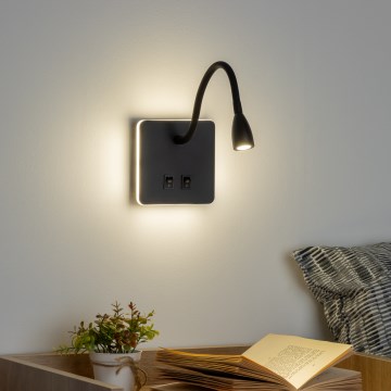 Brilagi - LED Гнучка настінна лампа MAYA Double LED/4W/230V + LED/3W чорний