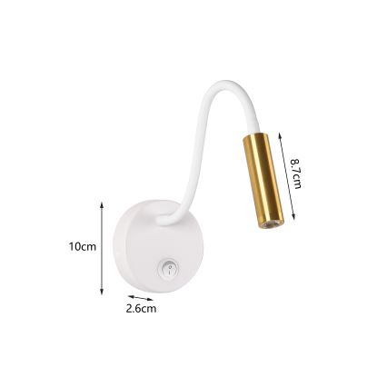 Brilagi - LED Гнучка настінна лампа MAYA LED/3W/230V 4000K білий/золотий