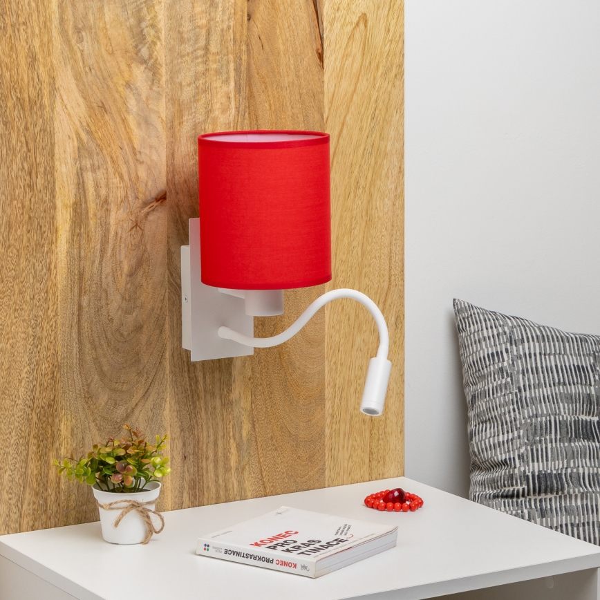 Brilagi - LED Гнучка настінна лампа NUBILA 1xE27/25W/230V + LED/3W білий/червоний