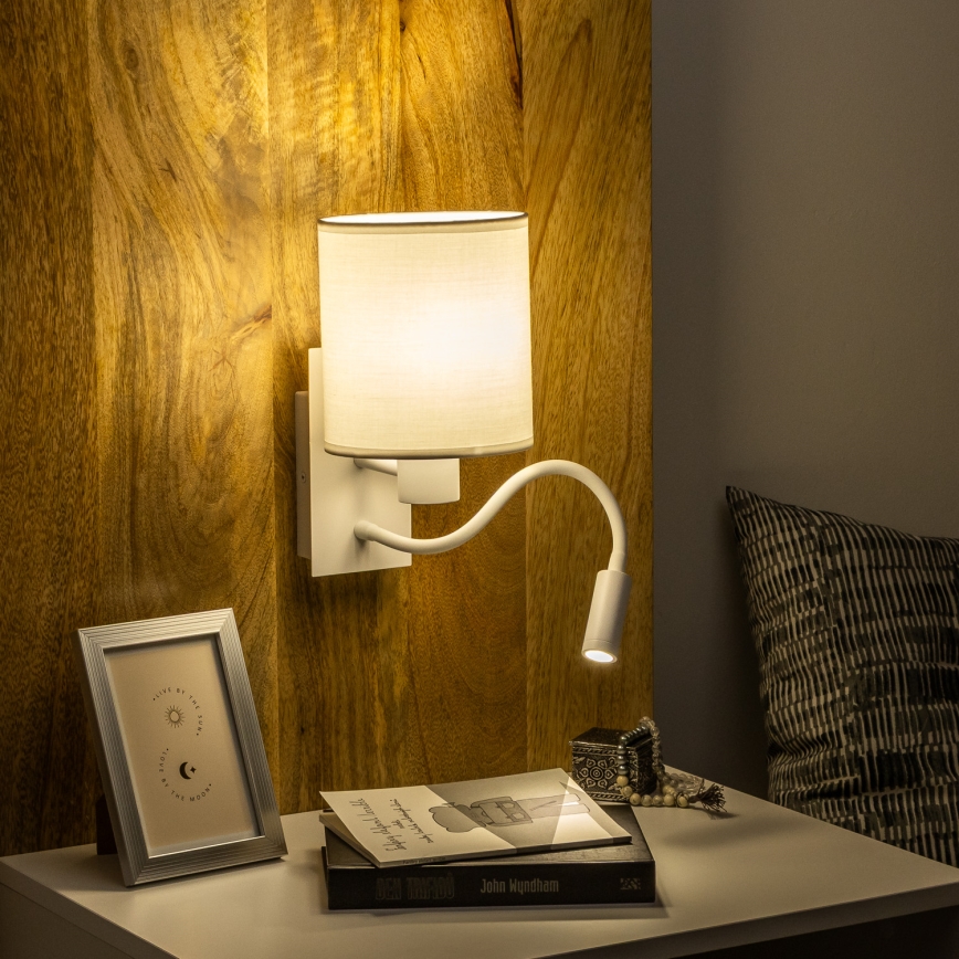 Brilagi - LED Гнучка настінна лампа NUBILA 1xE27/25W/230V + LED/3W білий