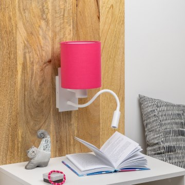 Brilagi - LED Гнучка настінна лампа NUBILA 1xE27/25W/230V + LED/3W білий/рожевий