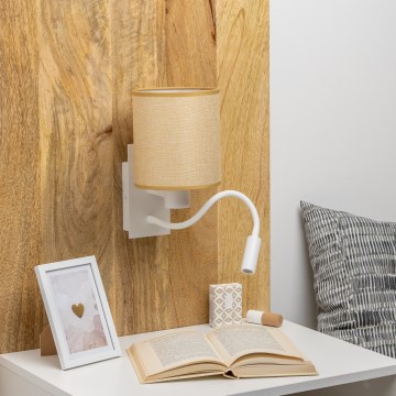 Brilagi - LED Гнучка настінна лампа NUBILA 1xE27/25W/230V + LED/3W білий/світло-коричневий