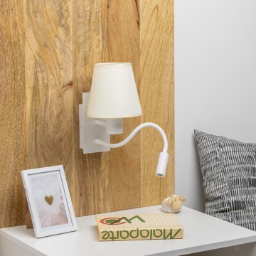 Brilagi - LED Гнучка настінна лампа NUBILA 1xE27/25W/230V + LED/3W білий/кремовий