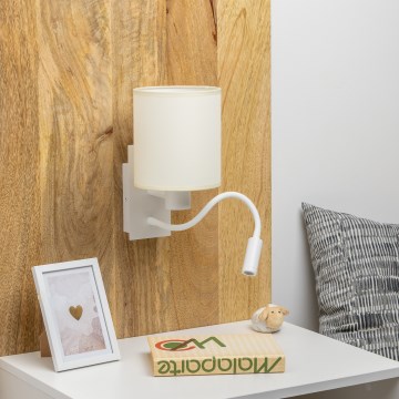 Brilagi - LED Гнучка настінна лампа NUBILA 1xE27/25W/230V + LED/3W білий/кремовий