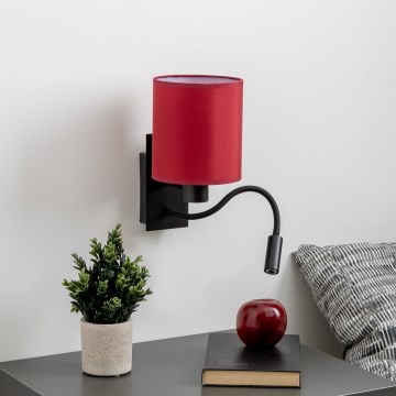 Brilagi - LED Гнучка настінна лампа NUBILA 1xE27/25W/230V + LED/3W чорний/помпейський червоний