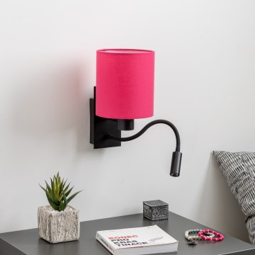 Brilagi - LED Гнучка настінна лампа NUBILA 1xE27/25W/230V + LED/3W чорний/рожевий