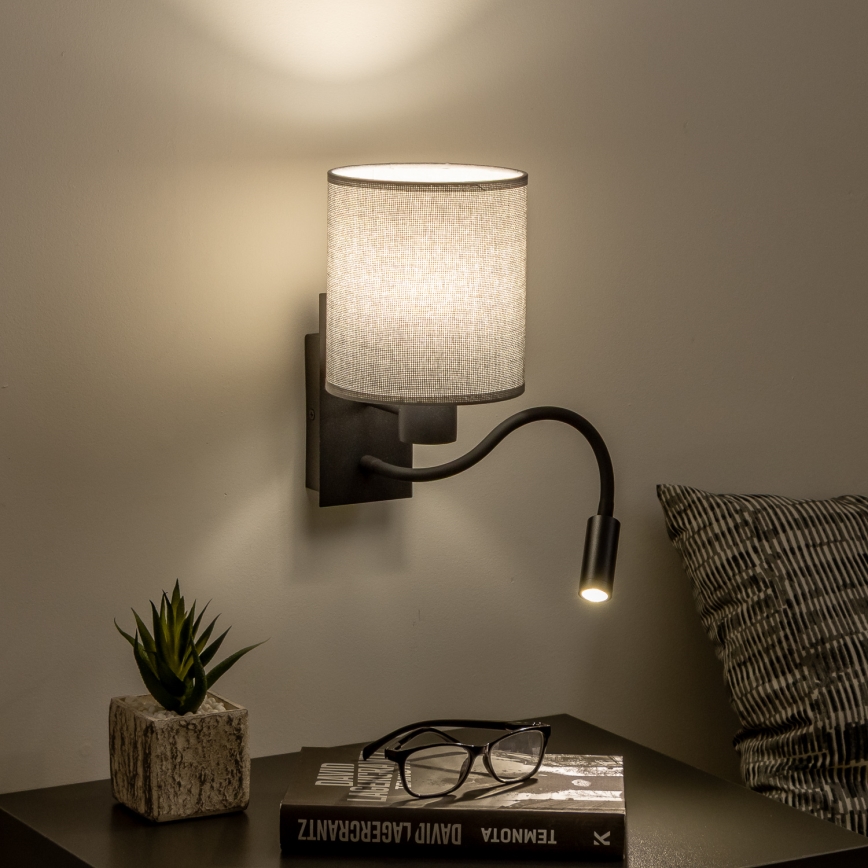 Brilagi - LED Гнучка настінна лампа NUBILA 1xE27/25W/230V + LED/3W чорний/сірий