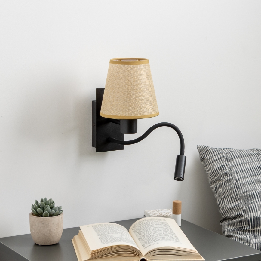 Brilagi - LED Гнучка настінна лампа NUBILA 1xE27/25W/230V + LED/3W чорний/світло-коричневий
