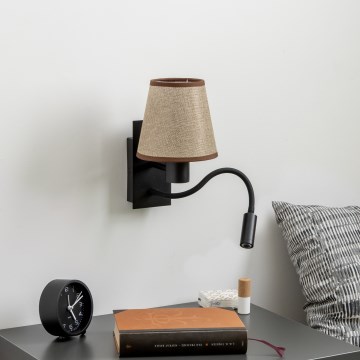 Brilagi - LED Гнучка настінна лампа NUBILA 1xE27/25W/230V + LED/3W чорний/коричневий