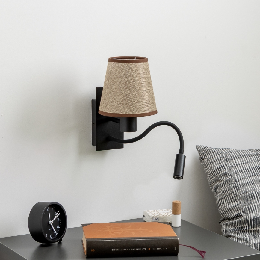 Brilagi - LED Гнучка настінна лампа NUBILA 1xE27/25W/230V + LED/3W чорний/коричневий