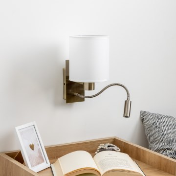 Brilagi - LED Гнучка настінна лампа NUBILA 1xE27/25W/230V + LED/3W латунь/білий