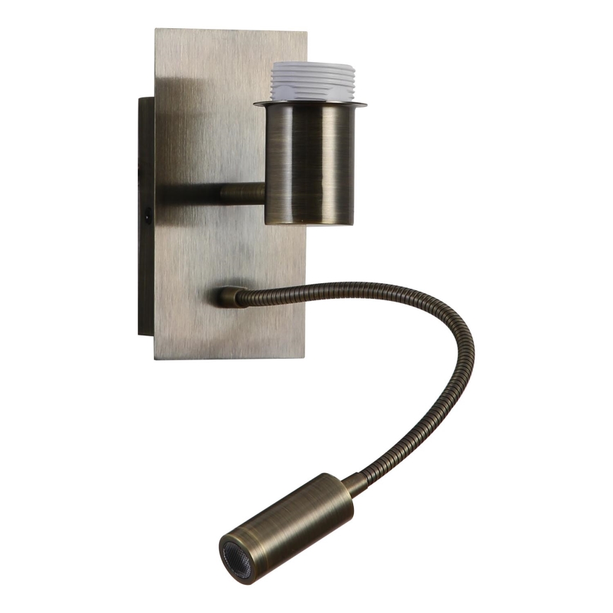 Brilagi - LED Гнучка настінна лампа NUBILA 1xE27/25W/230V + LED/3W латунь