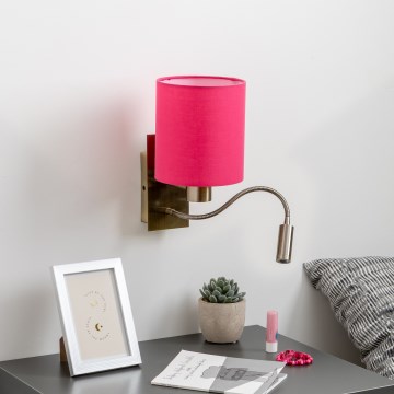 Brilagi - LED Гнучка настінна лампа NUBILA 1xE27/25W/230V + LED/3W латунь/рожевий