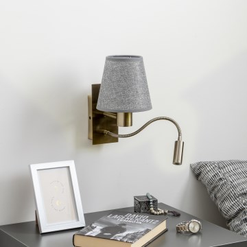 Brilagi - LED Гнучка настінна лампа NUBILA 1xE27/25W/230V + LED/3W латунь/сірий