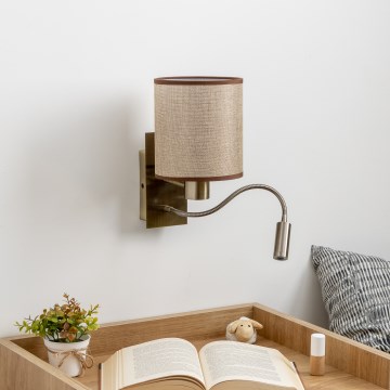 Brilagi - LED Гнучка настінна лампа NUBILA 1xE27/25W/230V + LED/3W латунь/коричневий