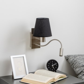 Brilagi - LED Гнучка настінна лампа NUBILA 1xE27/25W/230V + LED/3W матовий хром/чорний