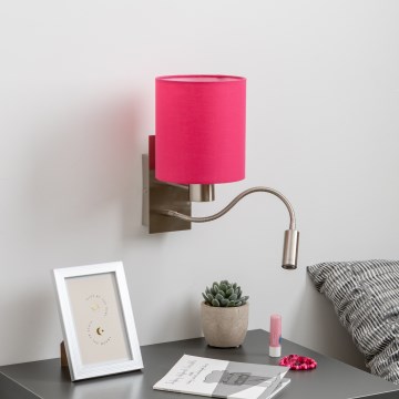 Brilagi - LED Гнучка настінна лампа NUBILA 1xE27/25W/230V + LED/3W матовий хром/рожевий