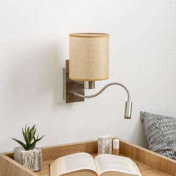 Brilagi - LED Гнучка настінна лампа NUBILA 1xE27/25W/230V + LED/3W матовий хром/світло-коричневий