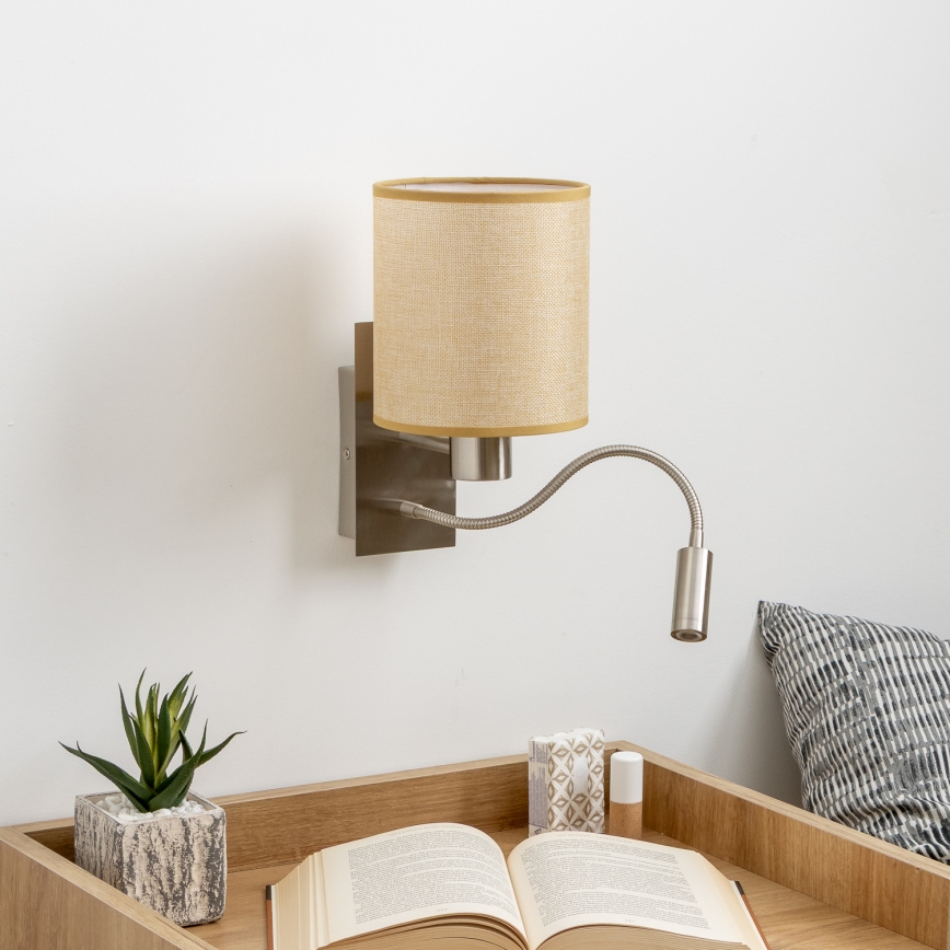 Brilagi - LED Гнучка настінна лампа NUBILA 1xE27/25W/230V + LED/3W матовий хром/світло-коричневий