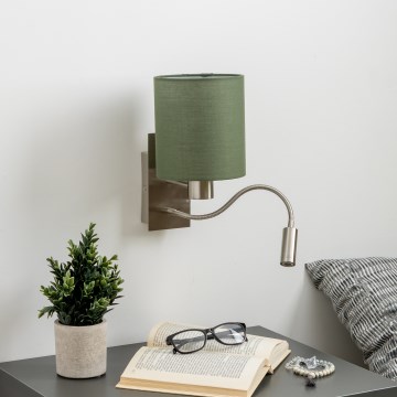Brilagi - LED Гнучка настінна лампа NUBILA 1xE27/25W/230V + LED/3W матовий хром/зелений