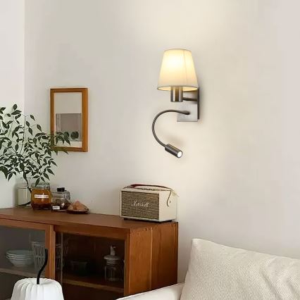 Brilagi - LED Гнучка настінна лампа NUBILA 1xE27/25W/230V + LED/3W матовий хром/кремовий