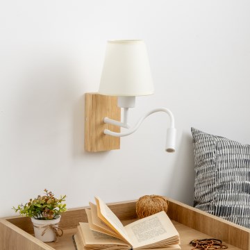 Brilagi - LED Гнучка настінна лампа NUBILA WOOD 1xE27/25W/230V + LED/3W дуб/кремовий
