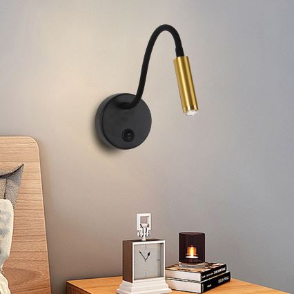 Brilagi - LED Гнучка настінна лампа з регулюванням яскравості MAYA 1xG9/4W/230V чорний/золотистий 2700-6500K Wi-Fi Tuya