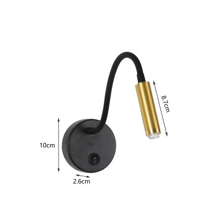 Brilagi - LED Гнучка настінна лампа з регулюванням яскравості MAYA 1xG9/4W/230V чорний/золотистий 2700-6500K Wi-Fi Tuya
