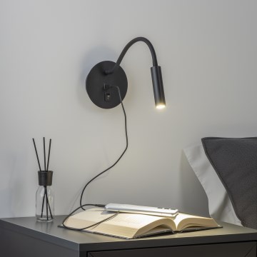 Brilagi - LED Гнучка настінна лампа з USB-портом MAYA LED/3W/230V 4000K чорний