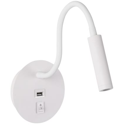 Brilagi - LED Гнучка настінна лампа з USB-портом MAYA LED/3W/230V 4000K білий
