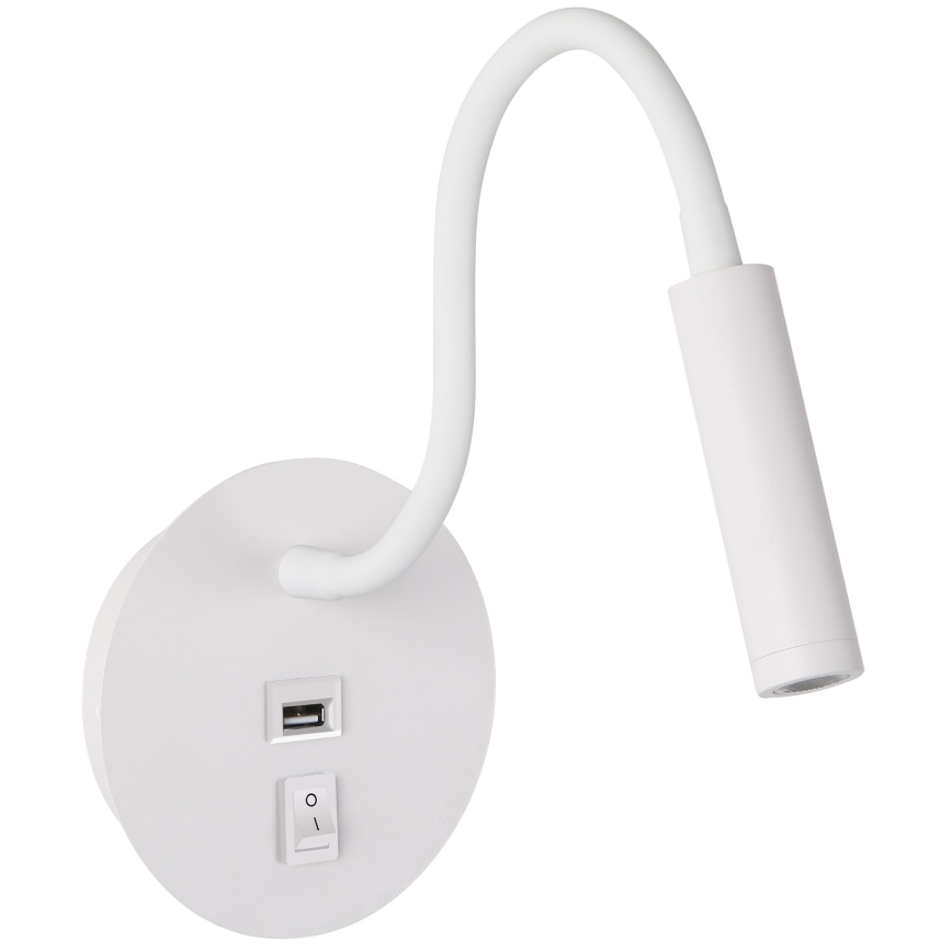 Brilagi - LED Гнучка настінна лампа з USB-портом MAYA LED/3W/230V 4000K білий