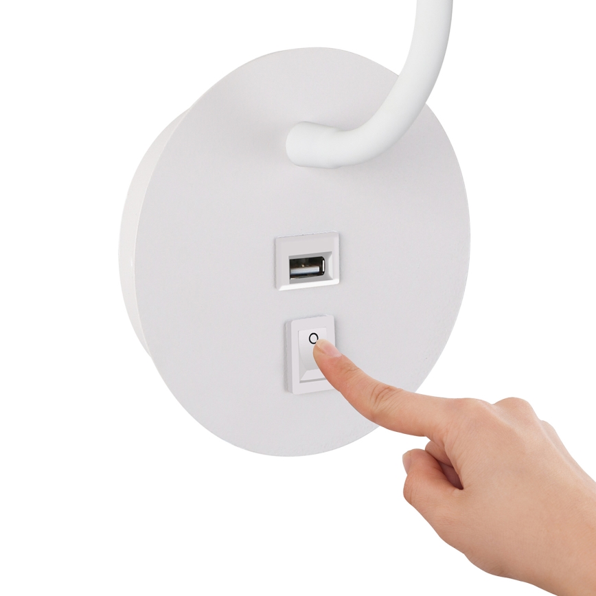 Brilagi - LED Гнучка настінна лампа з USB-портом MAYA LED/3W/230V 4000K білий
