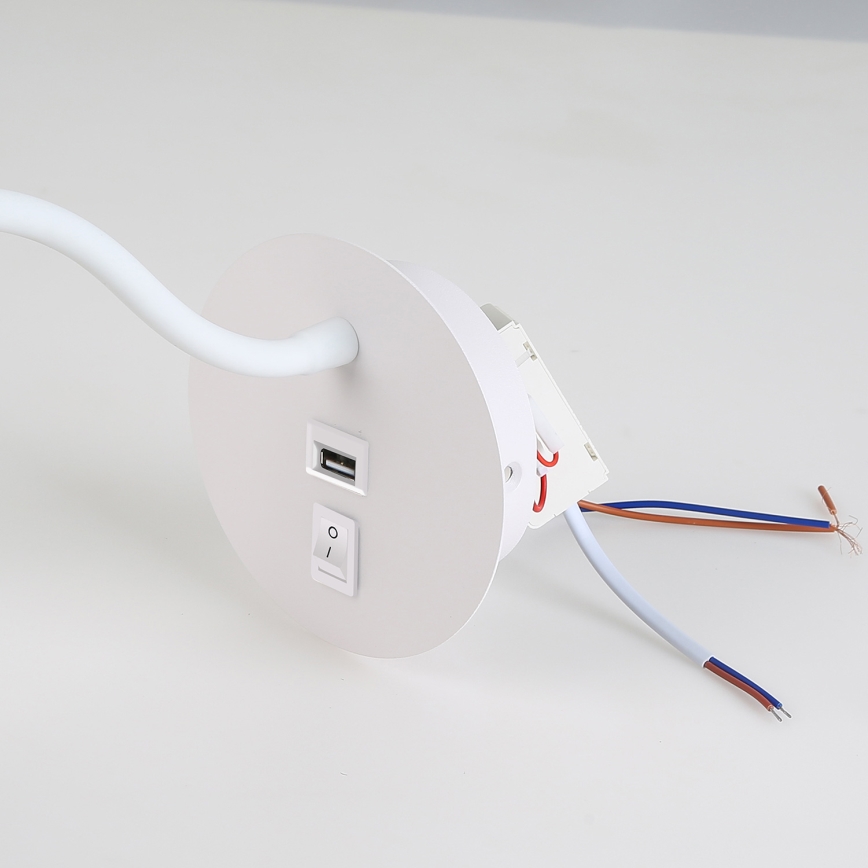 Brilagi - LED Гнучка настінна лампа з USB-портом MAYA LED/3W/230V 4000K білий