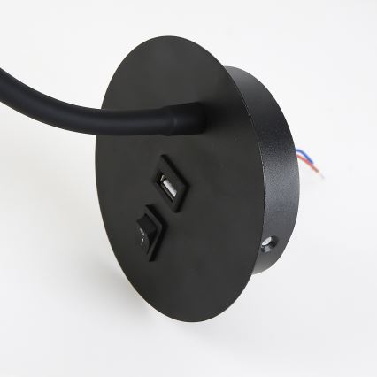 Brilagi - LED Гнучка настінна лампа з USB-портом MAYA LED/3W/230V 4000K чорний