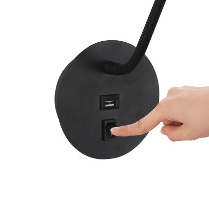 Brilagi - LED Гнучка настінна лампа з USB-портом MAYA LED/3W/230V 4000K чорний