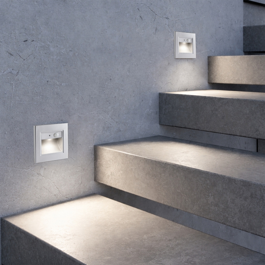 Brilagi - LED лестничный светильник с датчиком STEP LIGHT LED/1,5W/230V IP44 серебристый