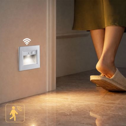 Brilagi - LED лестничный светильник с датчиком STEP LIGHT LED/1,5W/230V IP44 серебристый