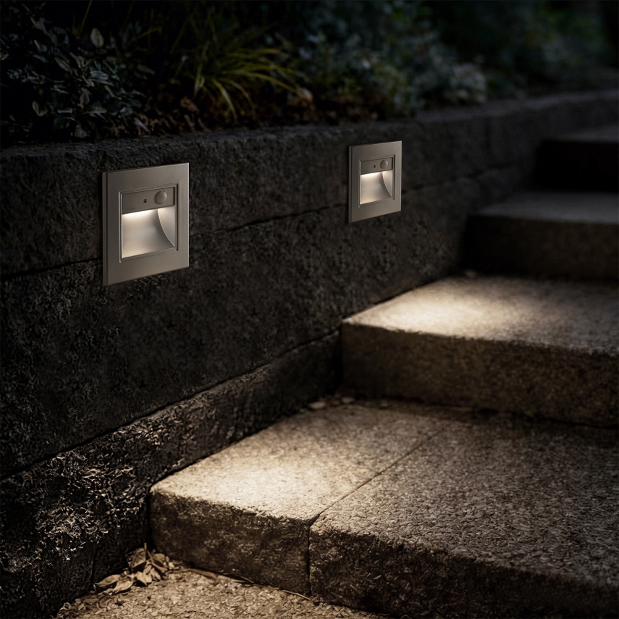Brilagi - LED лестничный светильник с датчиком STEP LIGHT LED/1,5W/230V IP44 серебристый
