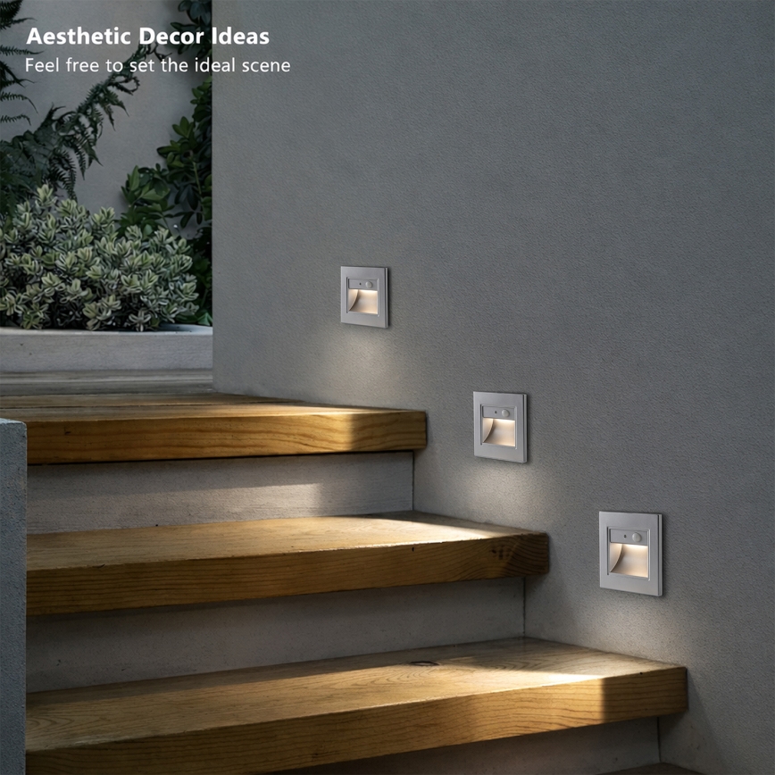 Brilagi - LED лестничный светильник с датчиком STEP LIGHT LED/1,5W/230V IP44 серебристый
