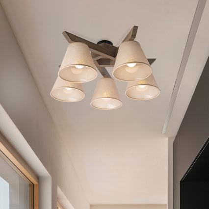 Brilagi - LED Накладна люстра ANTHONY 5xE14/40W/230V дуб горіх/бежевий