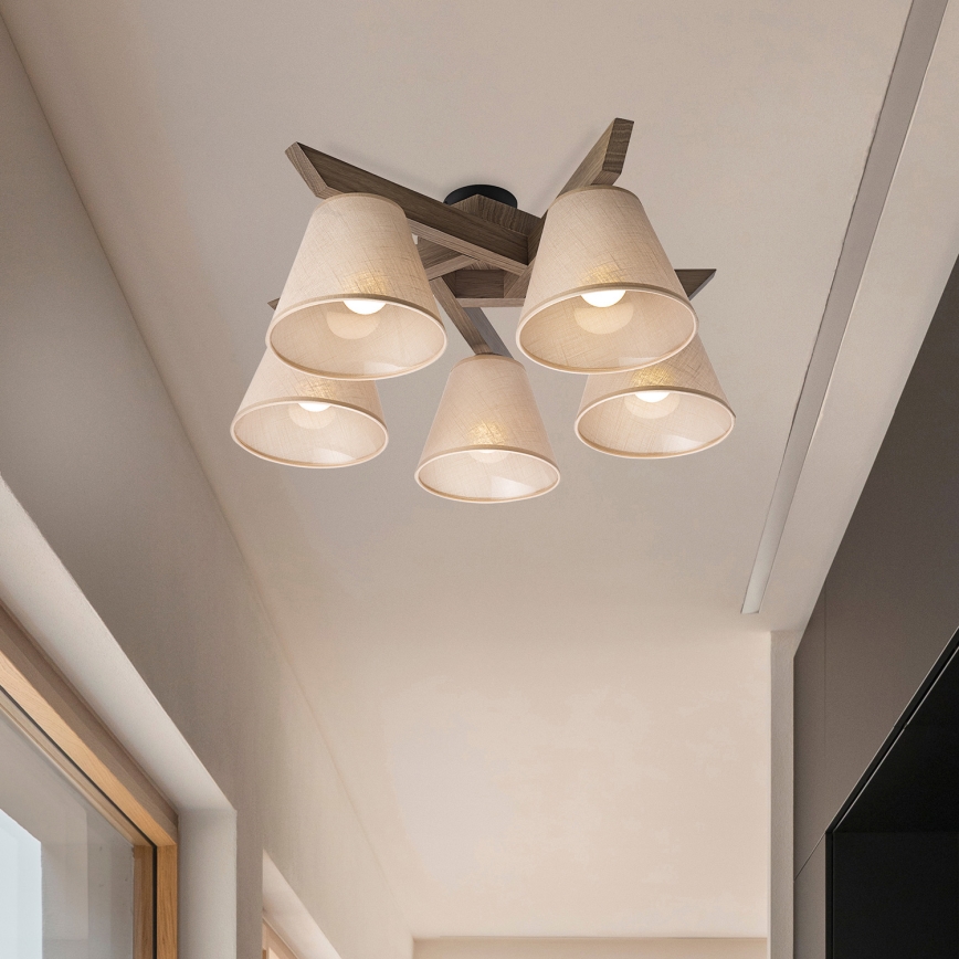 Brilagi - LED Накладна люстра ANTHONY 5xE14/40W/230V дуб горіх/бежевий