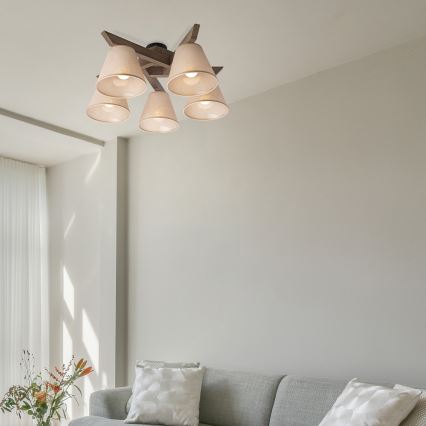 Brilagi - LED Накладна люстра ANTHONY 5xE14/40W/230V дуб горіх/бежевий
