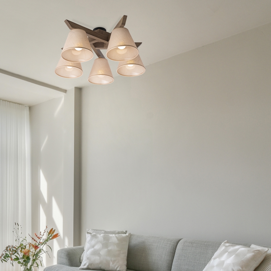 Brilagi - LED Накладна люстра ANTHONY 5xE14/40W/230V дуб горіх/бежевий