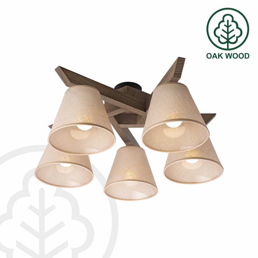 Brilagi - LED Накладна люстра ANTHONY 5xE14/40W/230V дуб горіх/бежевий