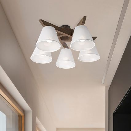 Brilagi - LED Накладна люстра ANTHONY 5xE14/40W/230V дуб горіх/білий