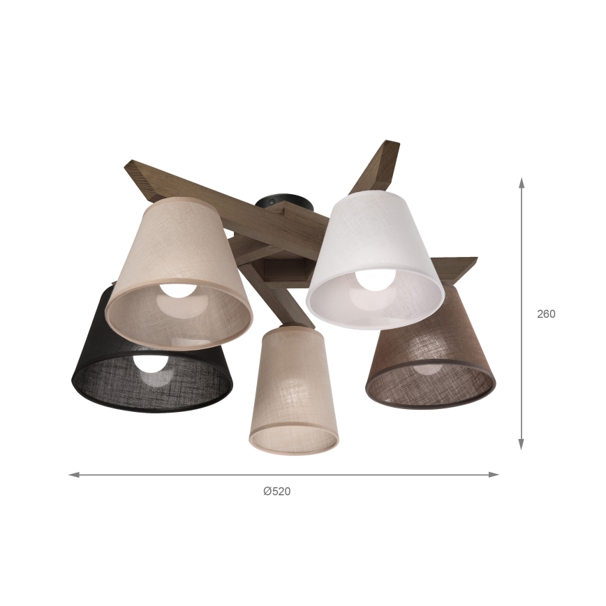 Brilagi - LED Накладна люстра ANTHONY 5xE14/40W/230V дуб горіх