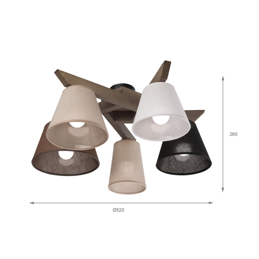 Brilagi - LED Накладна люстра ANTHONY 5xE14/40W/230V дуб горіх