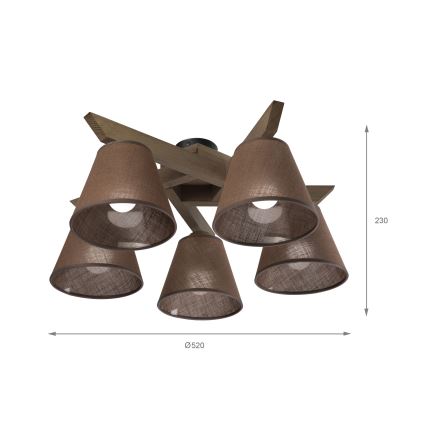 Brilagi - LED Накладна люстра ANTHONY 5xE14/40W/230V дуб горіх/коричневий