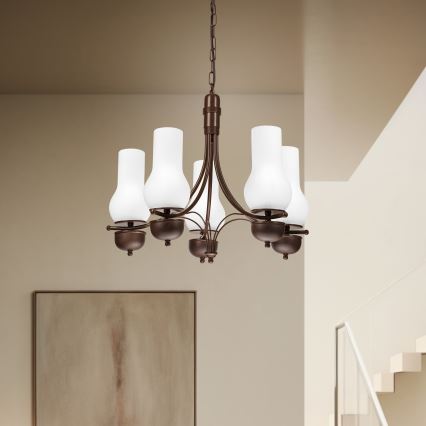 Brilagi - LED люстра на ланцюгу COTTAGE 5xE14/40W/230V дуб/білий